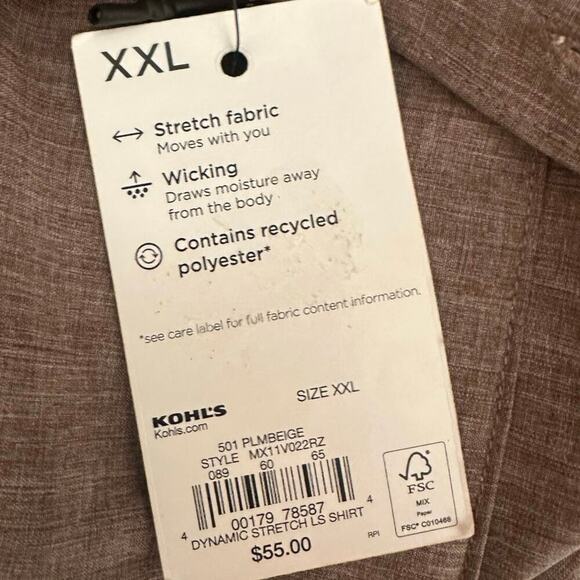 FLX Stretch Long Sleeve Button Up Shirt XXL NEW - Picture 3 of 6